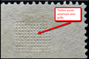 Timbre-poste américain embossé avec une grille Timbre-poste américain embossé avec une grille