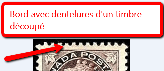 Bord de timbre avec dentelures