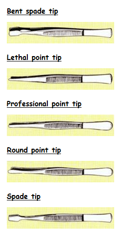 Different styles of stamp tongs